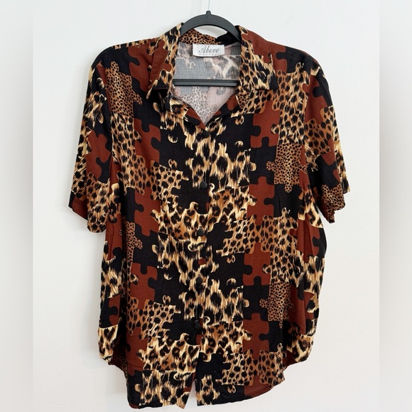 Vintage Brown Patterned Button-up - Picture 1 of 4